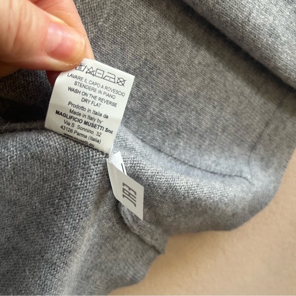 Maglificio Musetti GrayMade in Italy Cashmere Silk Wool Blend Cardigan in 5 or L - Picture 11 of 16